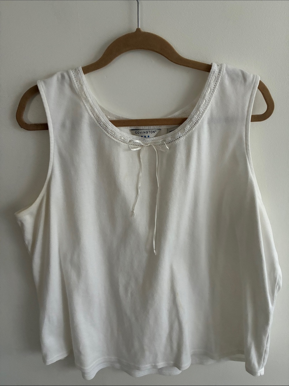 Covington Cream Sleeveless Tie-Neck top